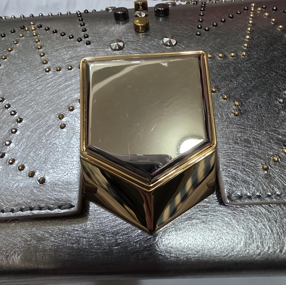 Jimmy Choo Lockett Petite Star Spazzolato Leather Silver Crossbody Bag - Picture 3 of 7